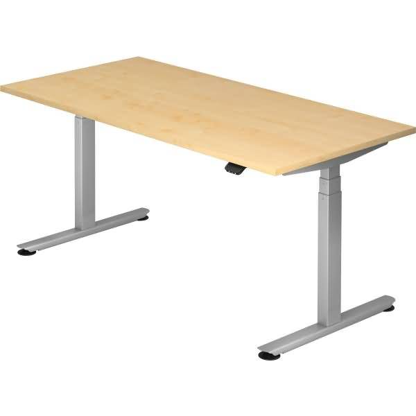 Sitz-Steh-Schreibtisch elektrisch 160x80cm Ahorn/Silber