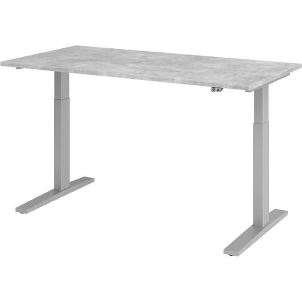 Sitz-Steh-Schreibtisch elektrisch 160x80cm Beton/Silber