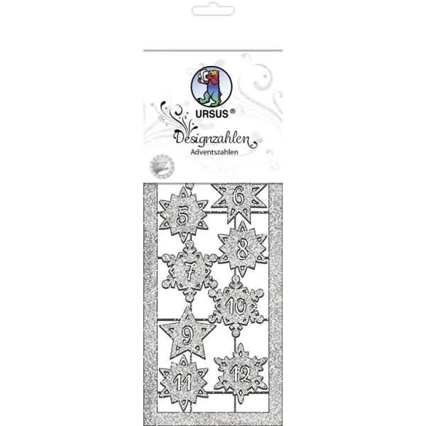 Designzahlen 'Adventszahlen' silber VE=2 Blatt