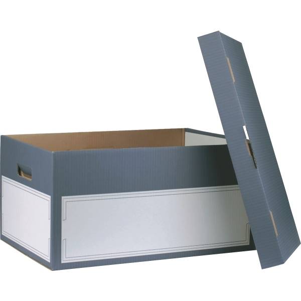 Archivbox mit separaten Deckel groß 440x345x280mm anthrazit/weiß 2 Stück-0