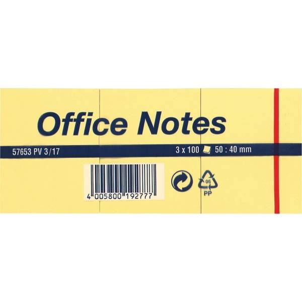 Haftnotizen 50x40mm gelb VE=3 Block a 100 Blatt