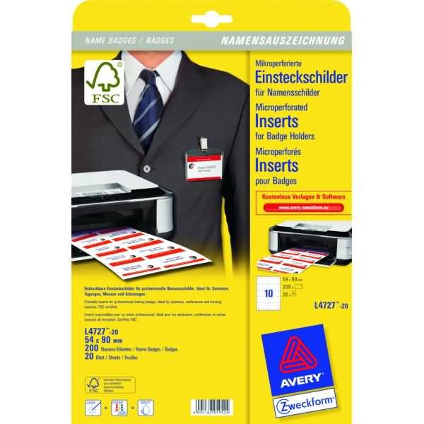 Einsteckschild L4727-20 54x90mm 200 Stück-0