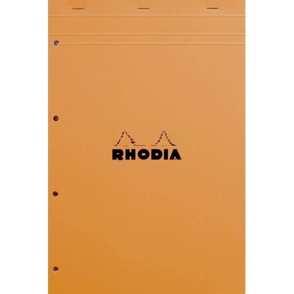 Notizblock Rhodia Nr. 11 A4+ liniert mit Rand gelocht 80 Blatt orange