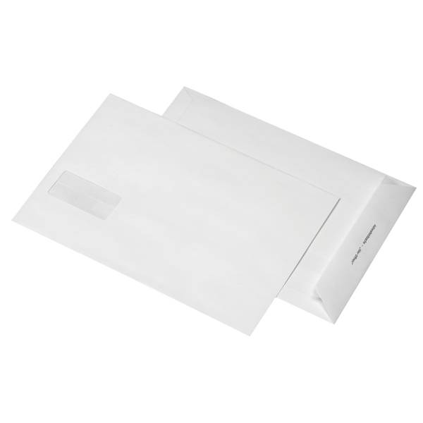 Versandtaschen B4 mit Fenster 120g/qm weiß VE=250 Stück-0