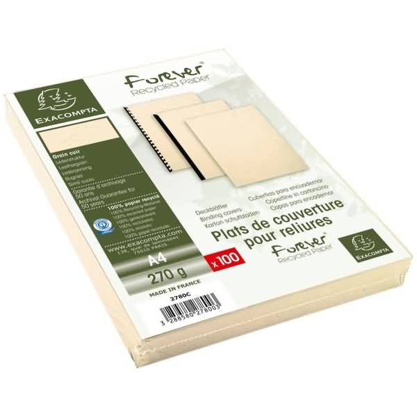 Einbanddeckel Evercover A4 270g/qm Lederprägung VE=100 Stück elfenbein