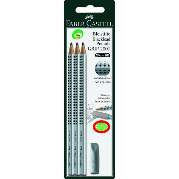 Bleistifte Grip 2001 HB VE=3 Stück + 1 Cap-Radierer auf Blisterkarte-0