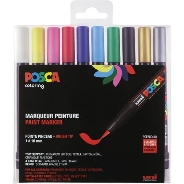 Fasermaler Uni Posca PCF-350 1-10mm sortiert VE=10 Stück-0