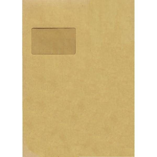 Versandtaschen C4 90g/qm mit Fenster nassklebend braun VE=10 Stück-0