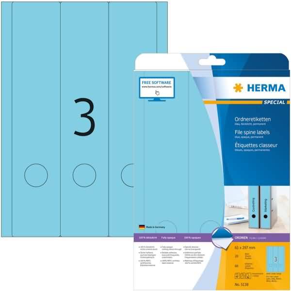 Ordneretiketten blau 61x297mm Special A4 VE=60 Stück-0