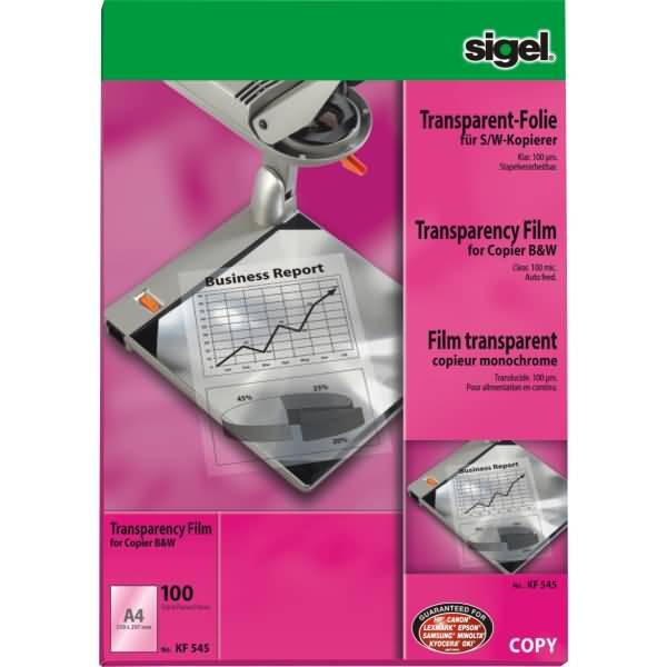 S/W-Kopier-Folie transparent A4 100qm klar stapelverarbeitbar VE=100 Blatt