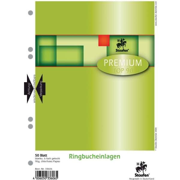 Ringbucheinlagen Premium A5 50 Blatt blanko
