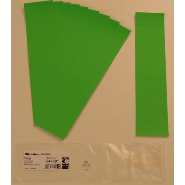 Einsteckkarten für 15mm Einsteckschiene 60x12mm hellgrün VE=220 Stück