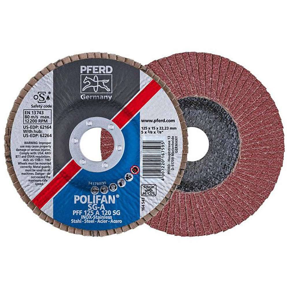 Fächerschleifscheibe A120SG gerade 125mm K120 Pferd - Artikel: 4007220167595-0