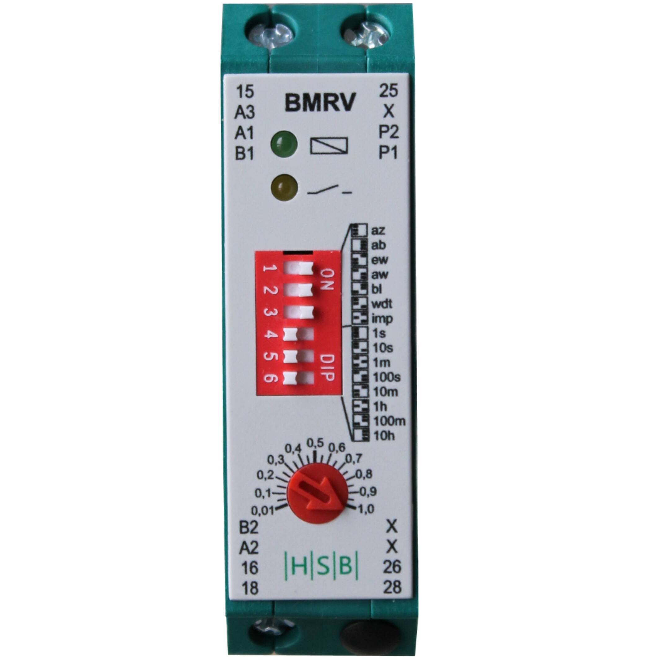 Zeitrelais BMRV Multifunktional 230 V AC u. 24V AC/DC, Zeitbereich: 0,01s - 10h, 2 Wechsler-0