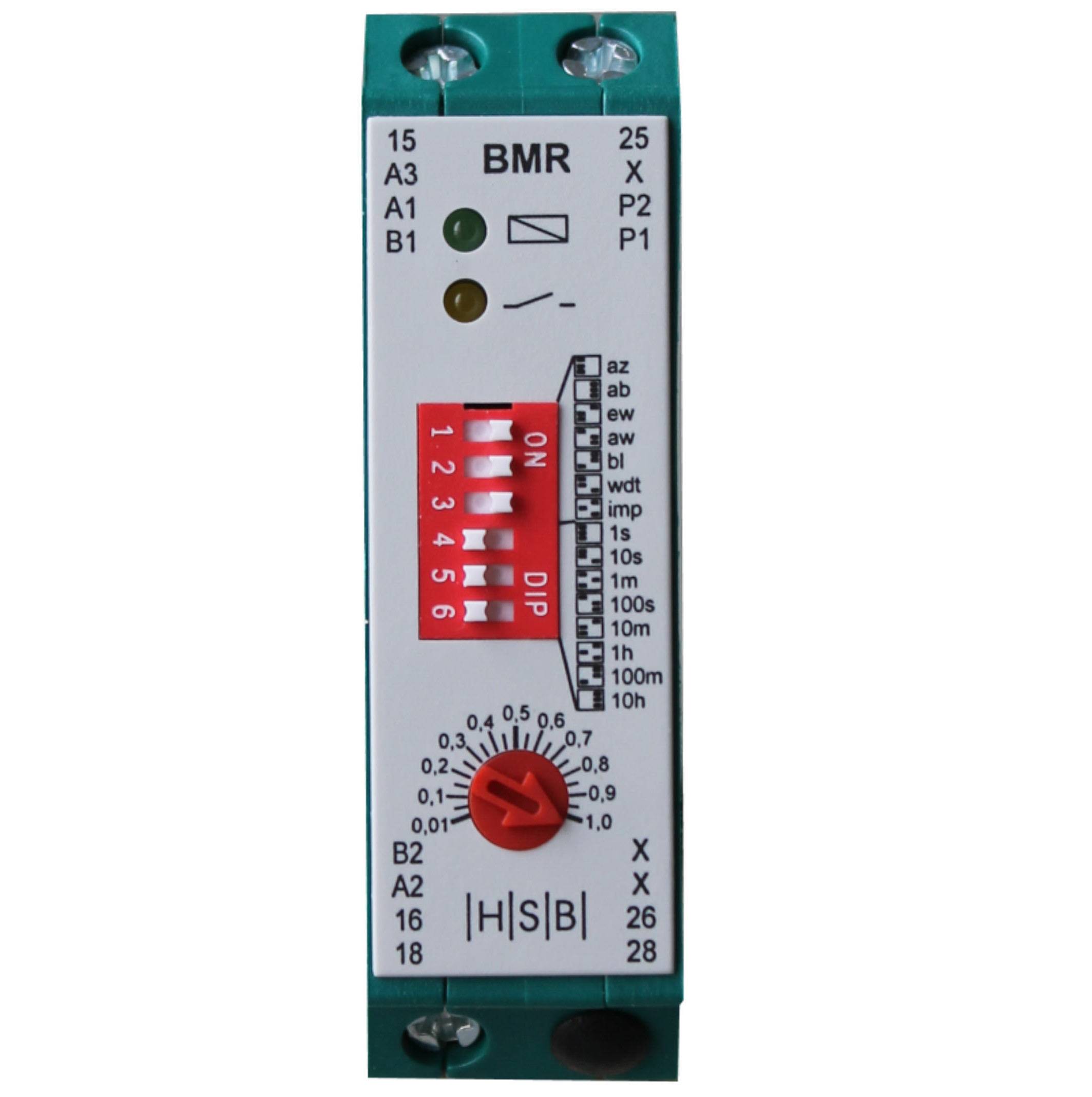 Zeitrelais BMR Multifunktional 230 V AC u. 24V AC/DC, Zeitbereich: 0,01s - 10h, 2 Wechsler-0