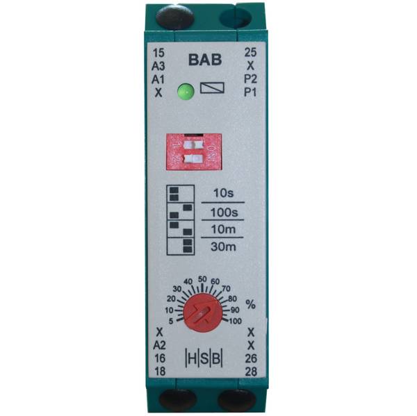 Zeitrelais BAB abfallverzögert ohne Hilfsspg. 85-265 V AC u. 24V AC/DC, Zeitbereich: 0,01s - 30min, 2 Wechsler