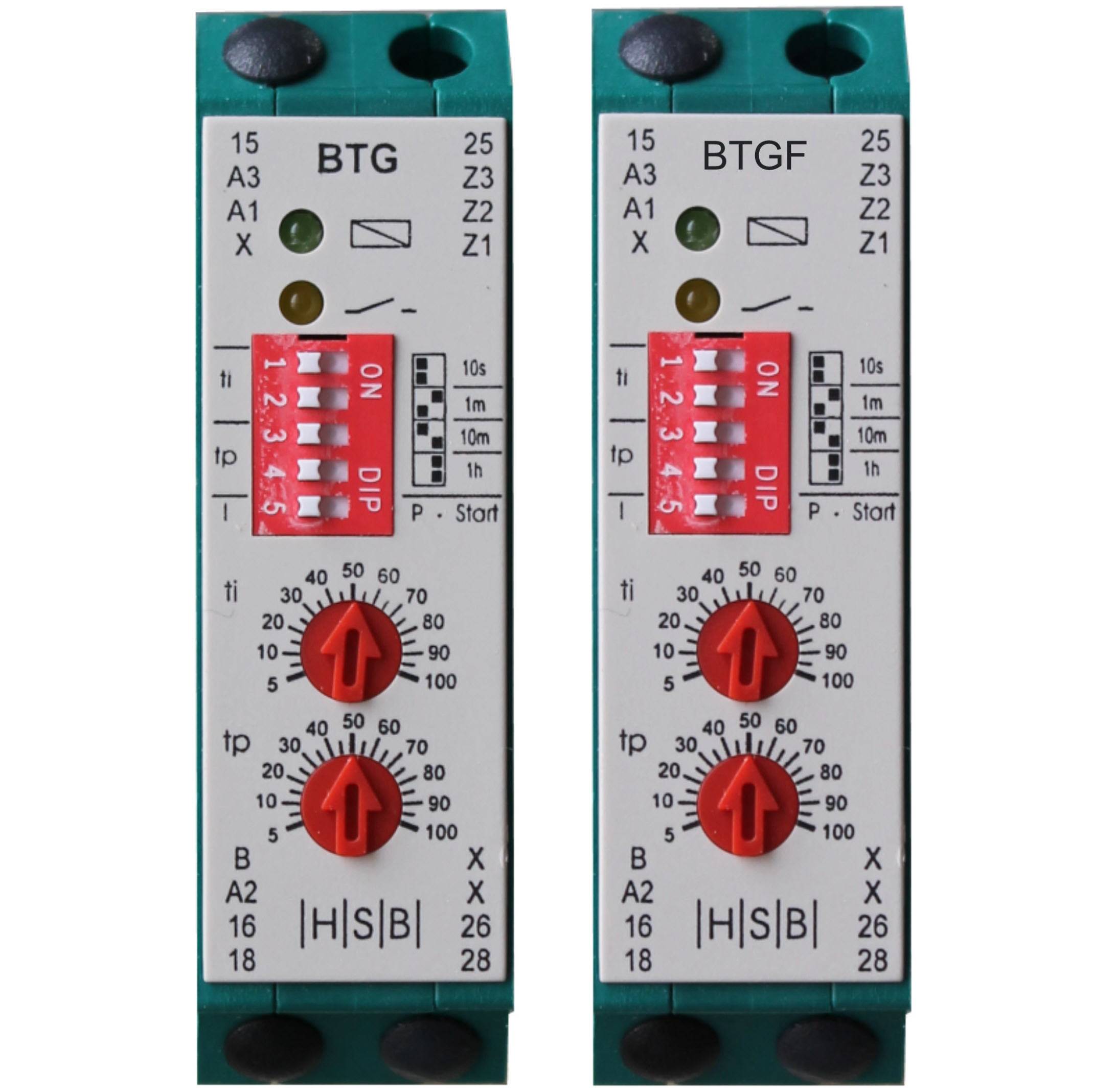 Zeitrelais Taktgeber mit galv. Trennung BTGF, 230V AC u. 24V AC/DC, Zeitbereich: 0,15s - 60min, 2 Wechsler-0