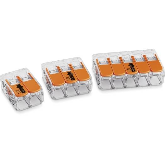 WAGO 221-415-25 221 Verbindungsklemme flexibel: 0.14-4 mm² starr: 0.2-4 mm² Polzahl: 5 25 St. Transparent, Orange-1