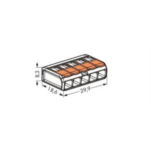 WAGO 221-415-25 221 Verbindungsklemme flexibel: 0.14-4 mm² starr: 0.2-4 mm² Polzahl: 5 25 St. Transparent, Orange-2