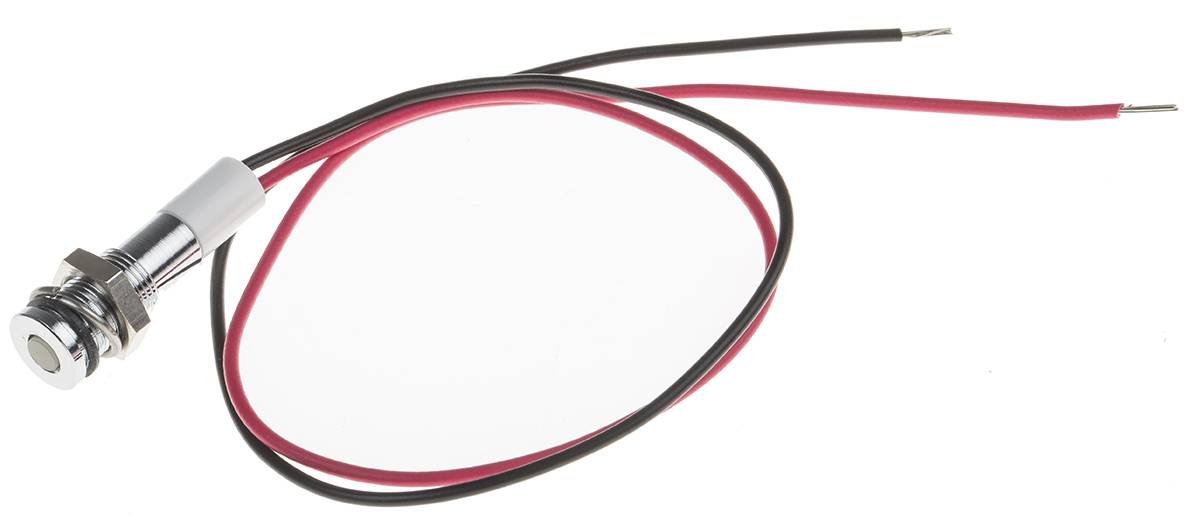 RS PRO LED Schalttafel-Anzeigelampe Weiß 12V dc, Montage-Ø 6mm, Leiter-0
