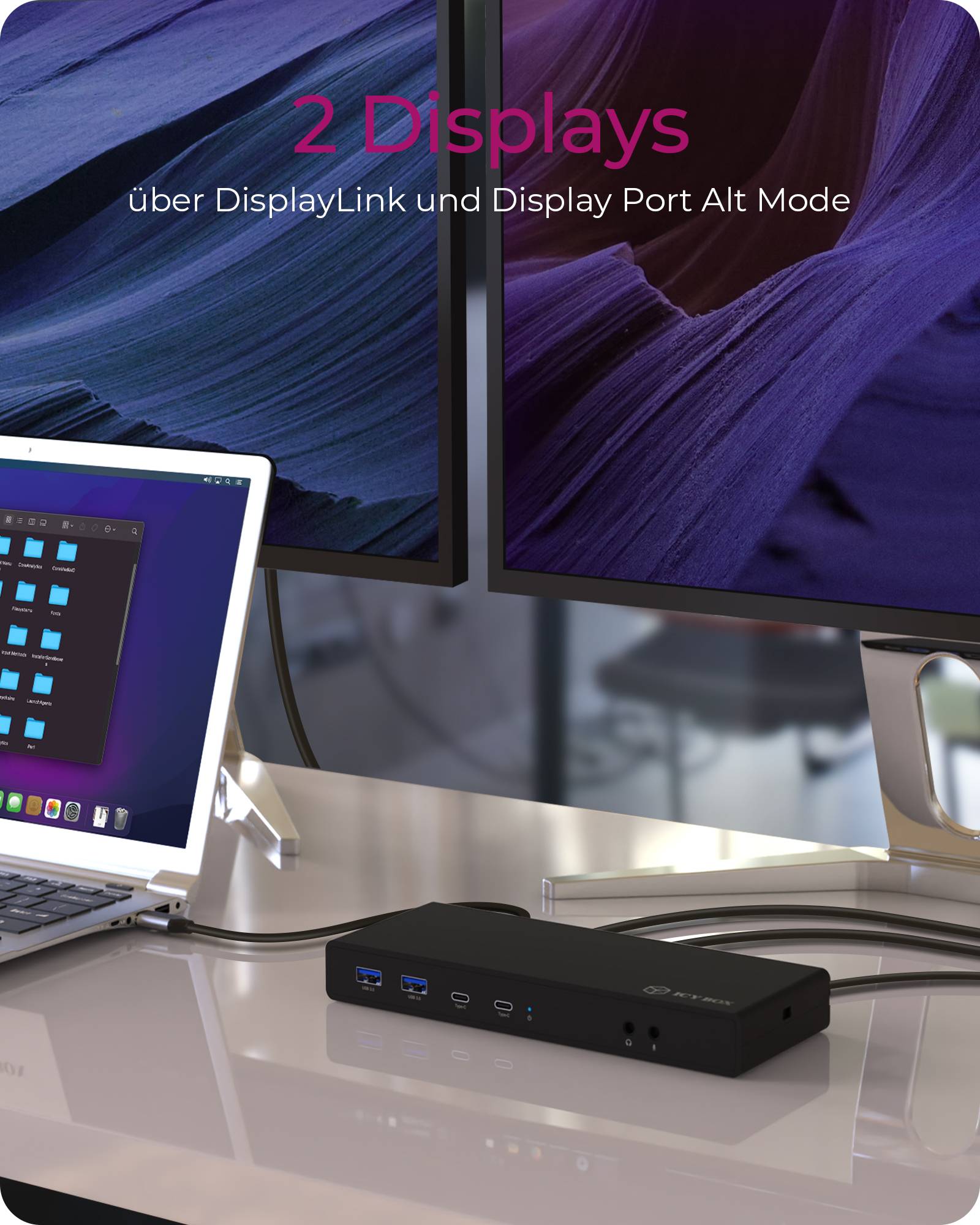 IB-DK2245AC, DisplayLink™, 2x DisplayPort™ oder 2x HDMI® Schnittstelle bis zu 4096x2160@60 Hz-1