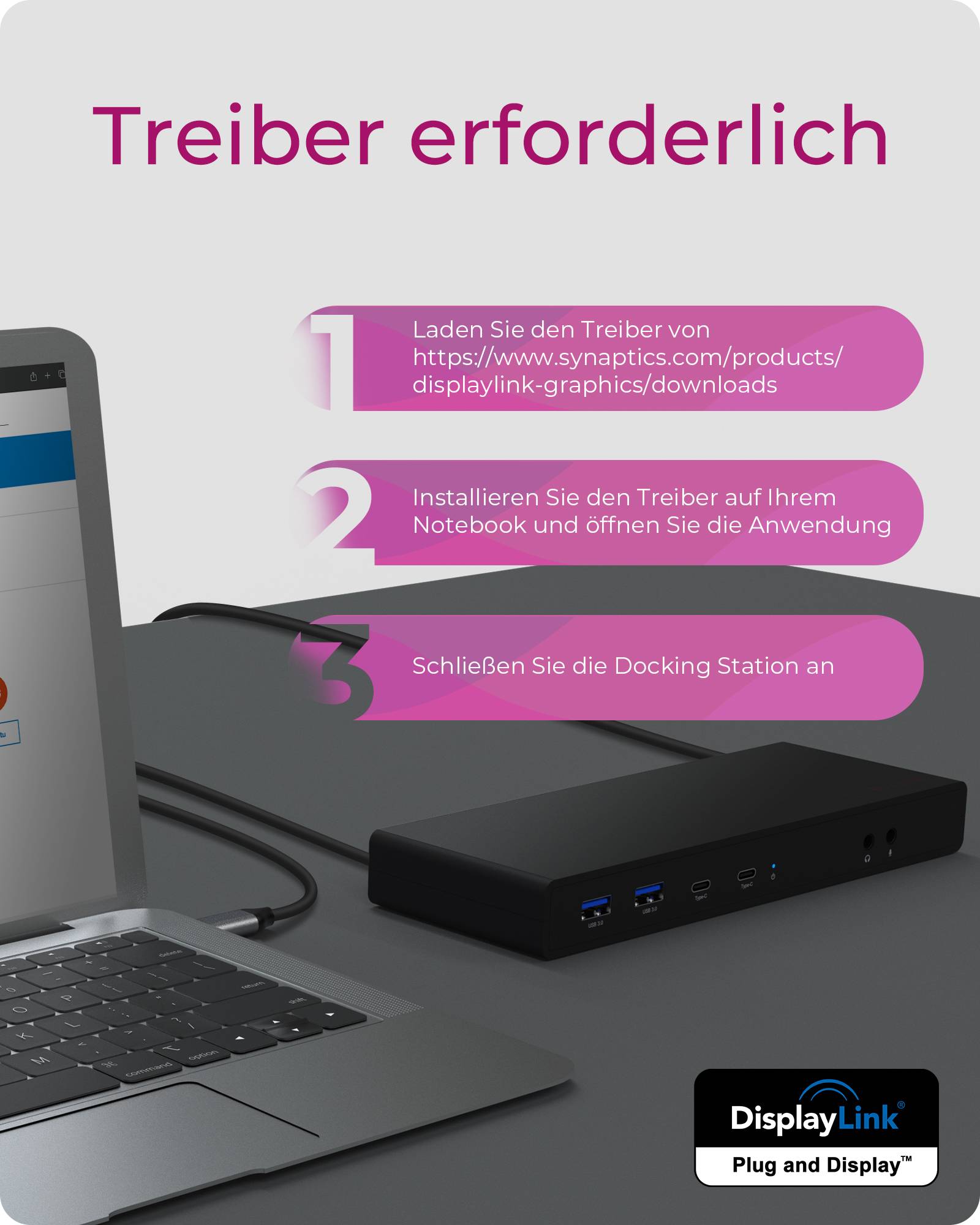 IB-DK2245AC, DisplayLink™, 2x DisplayPort™ oder 2x HDMI® Schnittstelle bis zu 4096x2160@60 Hz-3