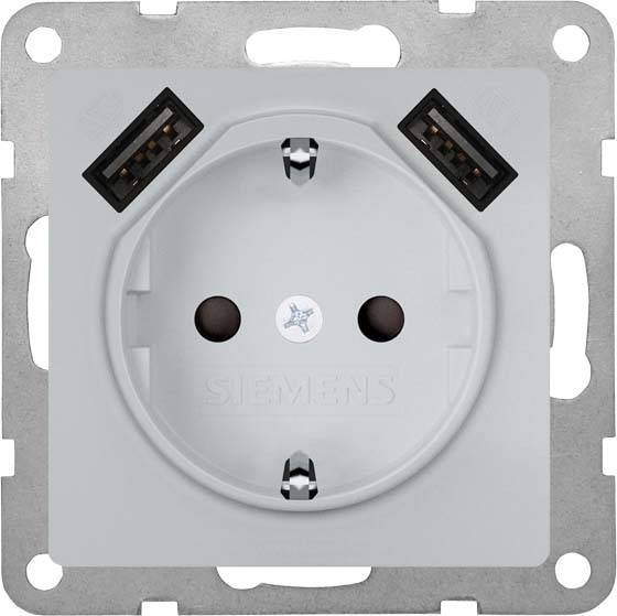 Siemens Dig.Industr. i-syst SCHUKO alu doppel USB Ladegerät 5UB1970-0AM01