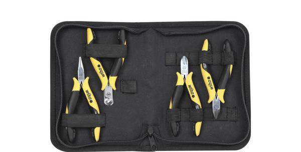 Wiha Zangen Set Professional ESD Seiten-, Schrägvornschneider, Flachrundzange 5-tlg. inkl. Werkzeugmappe (33507)