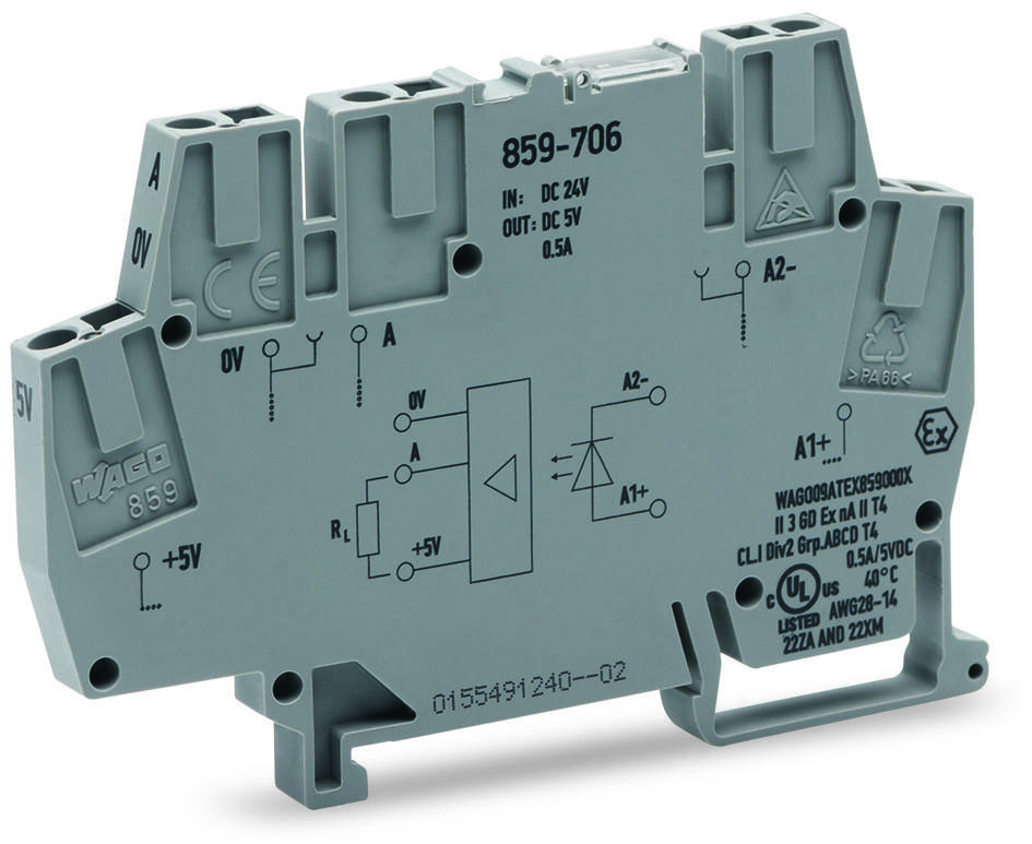 WAGO 859-706 Optokopplermodul, Eingangsnennspannung DC 24 V-0