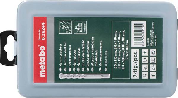 SDS-plus Classic-Bohrersatz 7-teilig Ø 5, 6, 8 mm, L = 110 mm / Ø 6, 8, 10, 12 mm L = 160 (626244000)