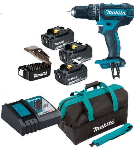 Makita DHP482RF Akku-Schlagbohrschrauber 18 V 3.0 Ah Li-Ion inkl. Akku inkl-0