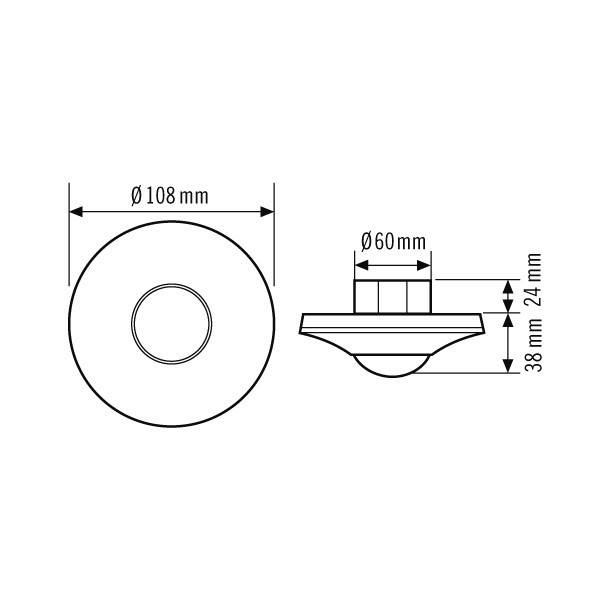 ESYLUX ESYLUX Präsenzmeldersensor UP 0-360° ws Compact PD-C 360i/8 CU-C Light IP20-1