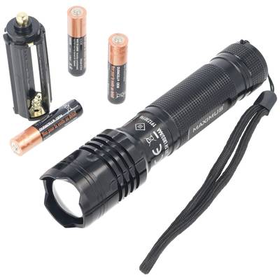 Zoom Fokus LED-Taschenlampe mit 5 Watt LED max. 535 Lumen, inklusive 3 AAA Duracell Batterien