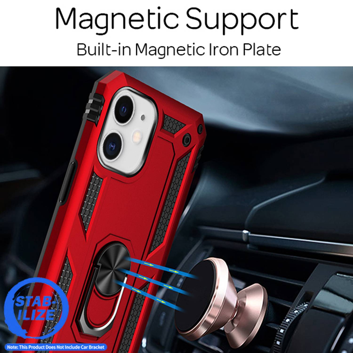 NALIA Ring Hülle für iPhone 12/ iPhone 12 Pro, Handy Hard Case Schutz Cover Etui Schwarz-2