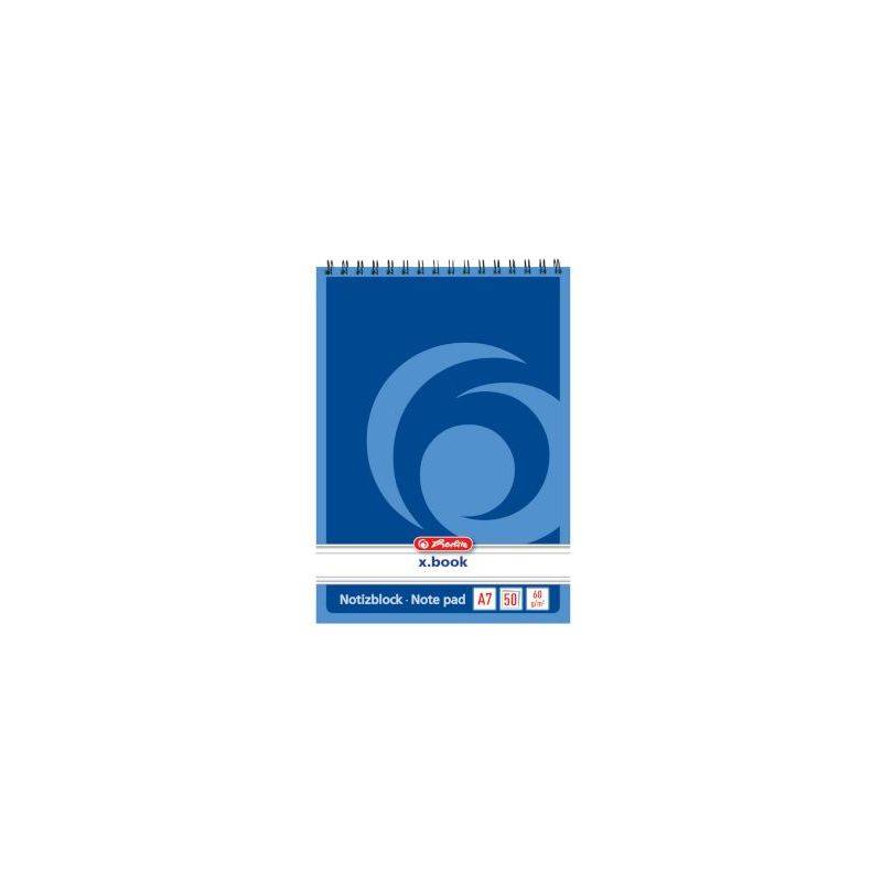 herlitz Spiralnotizblock x.book, DIN A7, 50 Blatt, liniert