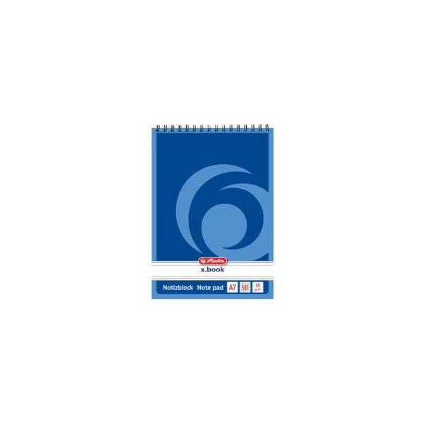 herlitz Spiralnotizblock x.book, DIN A7, 50 Blatt, liniert