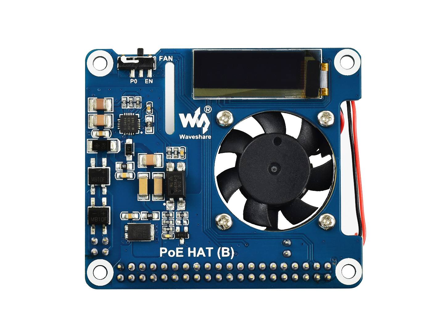 WaveShare Power over Ethernet HAT(B) for Raspberry Pi 3B+/4B and 802.3af PoE Network 18014-2