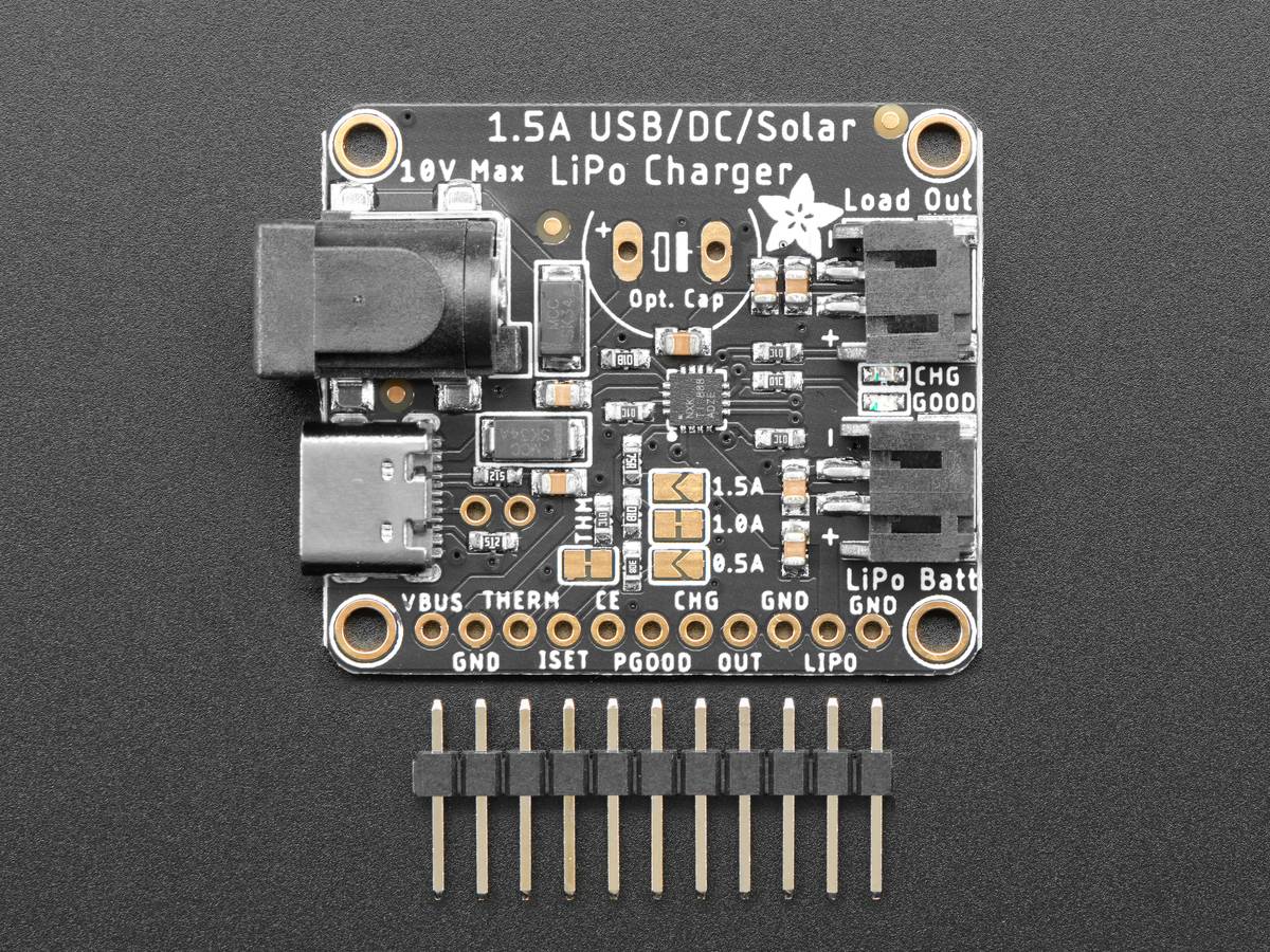 Adafruit Universal USB DC Solar Lithium Ion Polymer Lipo Charger up to 10V Input 1,5A Charge-0