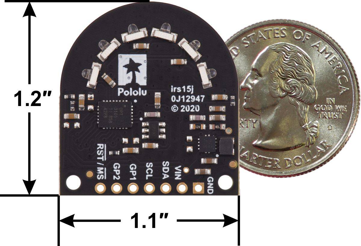 Pololu 3-Channel Wide FOV Time-of-Flight Distance Sensor Using OPT3101 (No Headers)-4