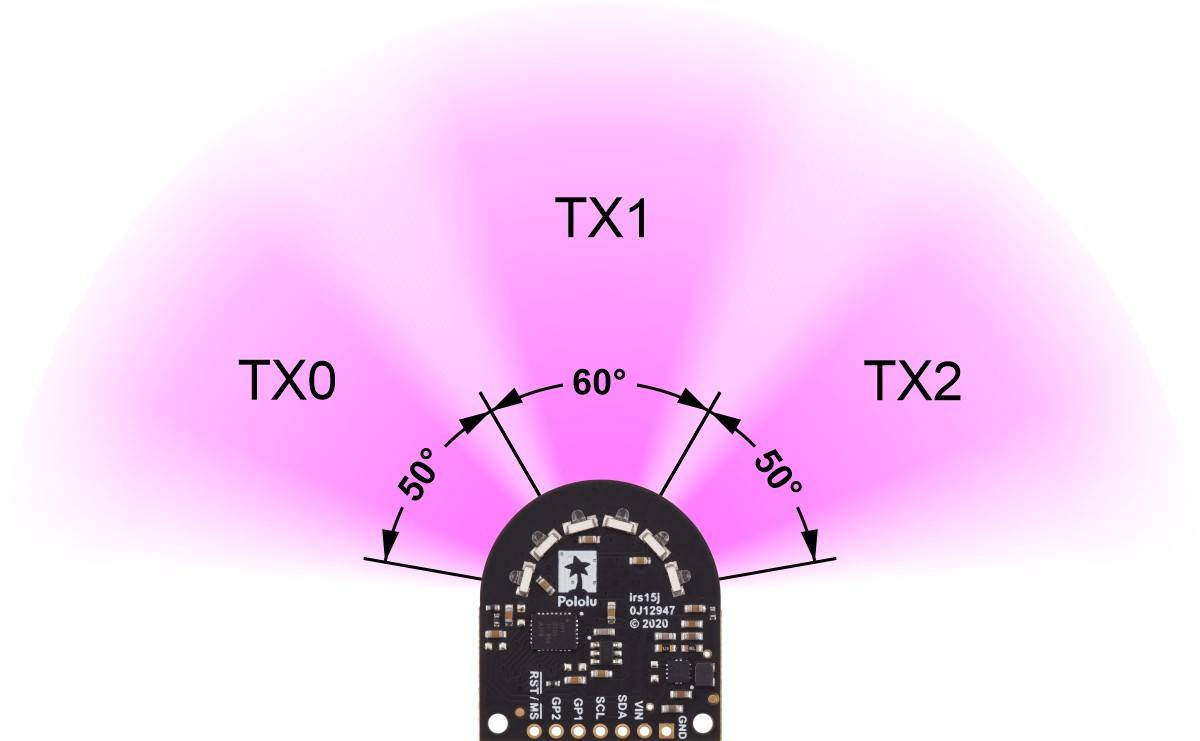 Pololu 3-Channel Wide FOV Time-of-Flight Distance Sensor for TI-RSLK MAX Using OPT3101-0