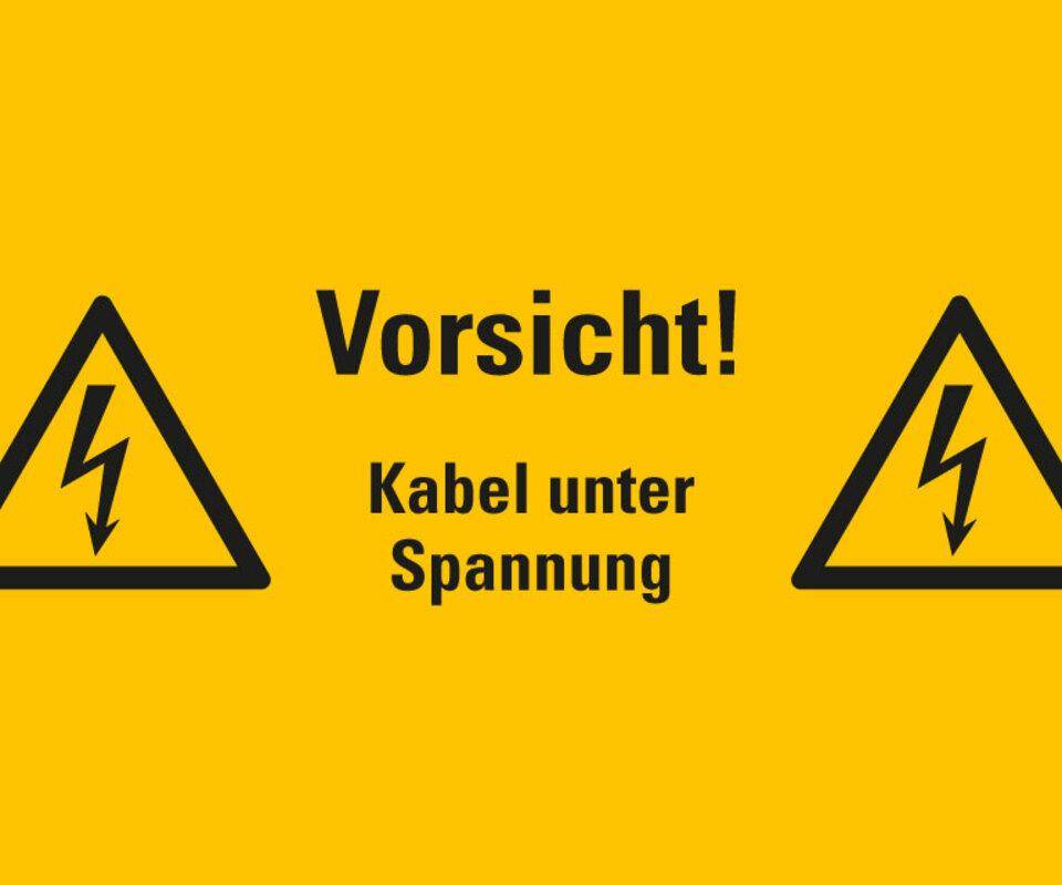 Warnschild Vorsicht! Kabel unter Spannung, Folie, selbstklebend, 200x300mm-0