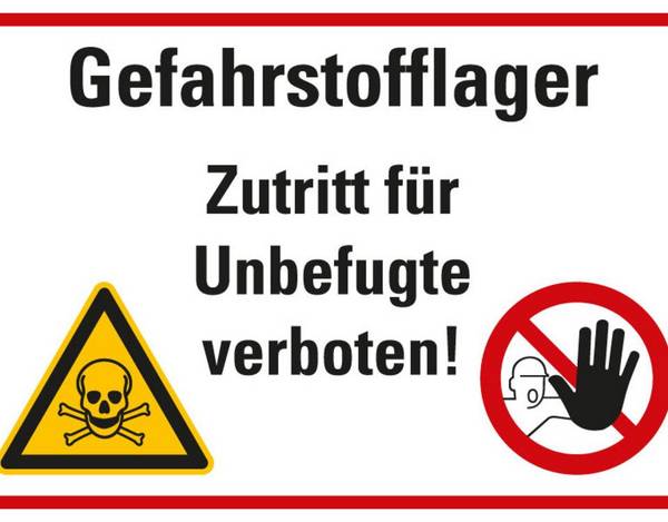 Hinweisschild Gefahrstofflager - Zutritt für Unbefugte..., Kunststoff, 300x400mm