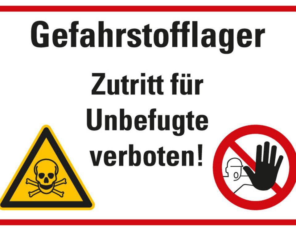 Hinweisschild Gefahrstofflager - Zutritt für Unbefugte..., Kunststoff, 300x400mm-0