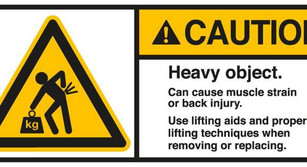 ANSI-Aufkleber CAUTION Heavy object,UL anerk.,Folie,70x160mm,2/Bogen