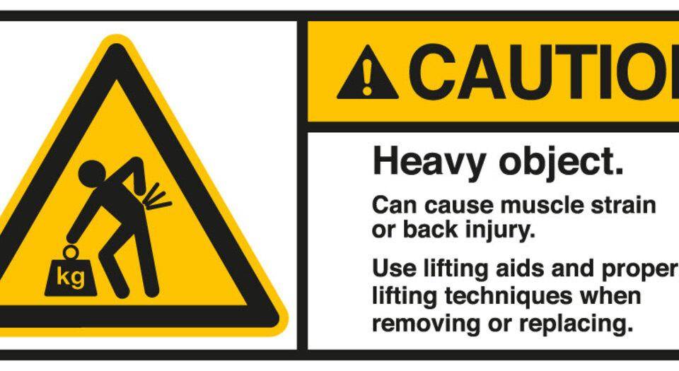 ANSI-Aufkleber CAUTION Heavy object,UL anerk.,Folie,70x160mm,2/Bogen-0