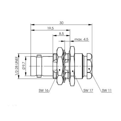 Telegärtner 100023406 100023406 BNC-Steckverbinder Buchse, Einbau 50 Ω 1 St.-5