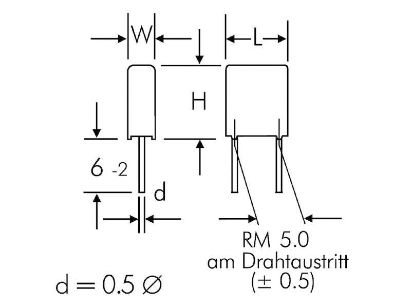 WIMA Polyester-Kondensator FKS 2 2,2 nF ± 5% 100 V Rastermaß 5 mm-2