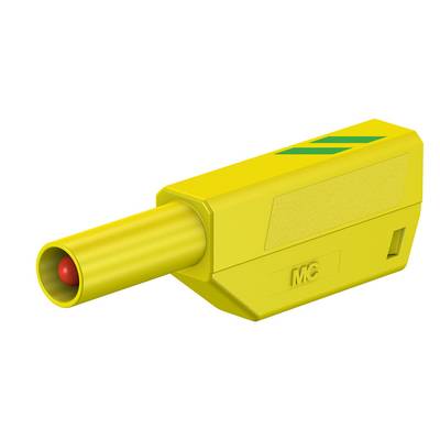 Stäubli SLS425-SE Sicherheits-Einzelstecker komplett grün/gelb stapelbar 4 mm Lamellenstecker vergoldet mit starrer Isol