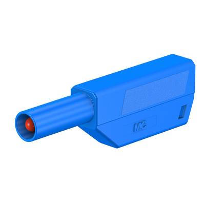 Stäubli SLS425-SE Sicherheits-Einzelstecker komplett blau stapelbar 4 mm Lamellenstecker vergoldet mit starrer Isolierhü