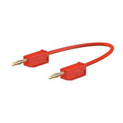 Stäubli LK205 Verbindungsleitung 7,5 cm rot beidseitig mit stapelbarem 2 mm Lamellenstecker vergoldet-0